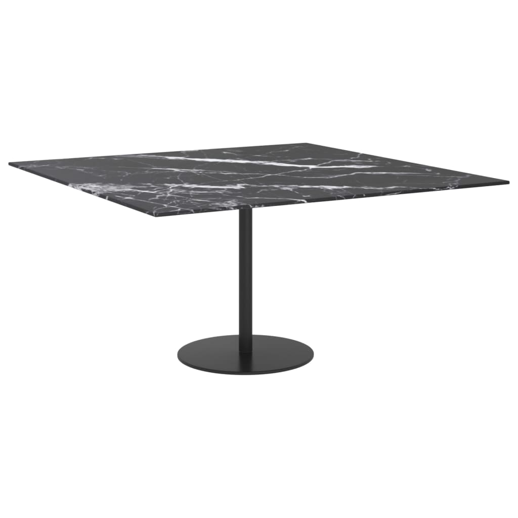 Table Top Black 80X80 Cm 6 Mm Tempered Glass With Marble Design