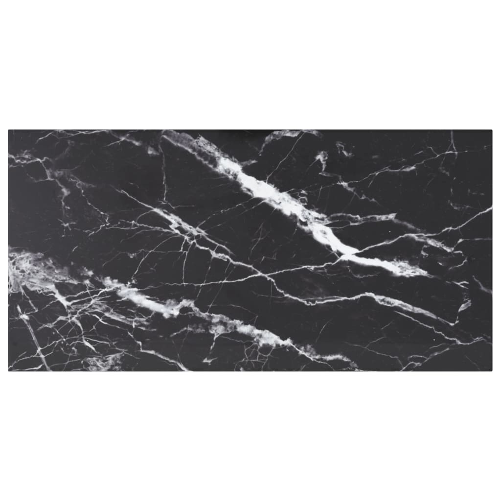 Table Top Black 100X50 Cm 6Mm Tempered Glass With Marble Design