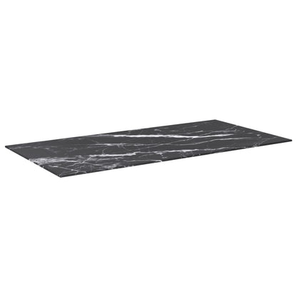 Table Top Black 100X50 Cm 6Mm Tempered Glass With Marble Design