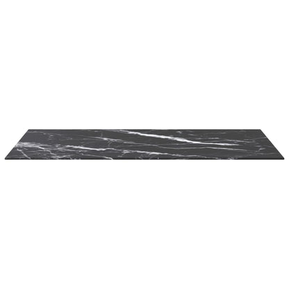 Table Top Black 100X50 Cm 6Mm Tempered Glass With Marble Design