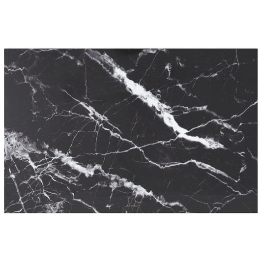 Table Top Black 100X62 Cm 8Mm Tempered Glass With Marble Design