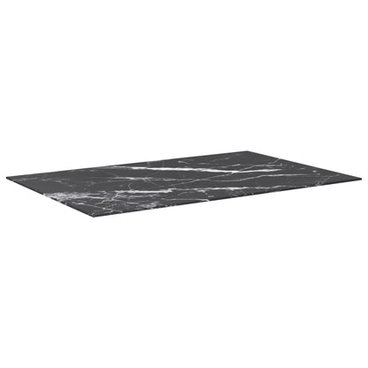 Table Top Black 100X62 Cm 8Mm Tempered Glass With Marble Design