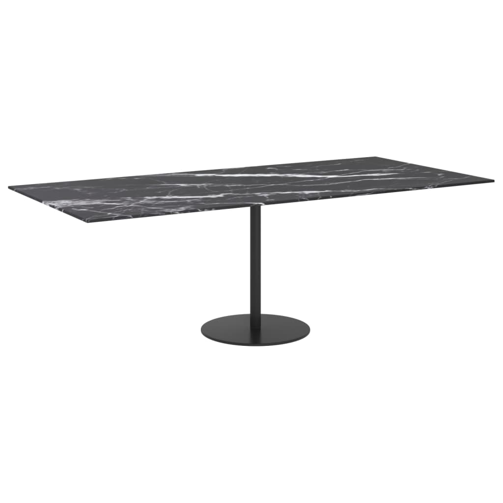 Table Top Black 100X62 Cm 8Mm Tempered Glass With Marble Design