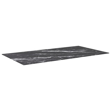 Table Top Black 120X65 Cm 8Mm Tempered Glass With Marble Design