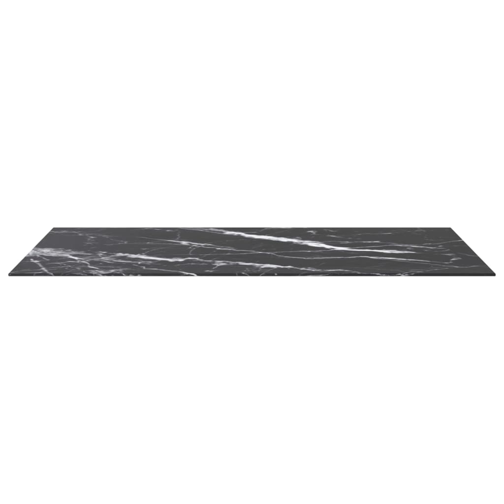 Table Top Black 120X65 Cm 8Mm Tempered Glass With Marble Design