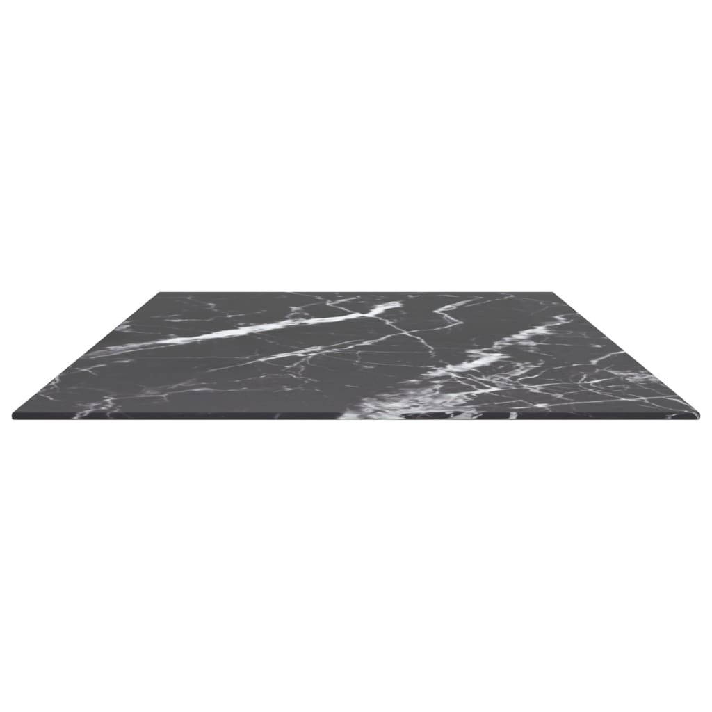 Table Top Black 120X65 Cm 8Mm Tempered Glass With Marble Design