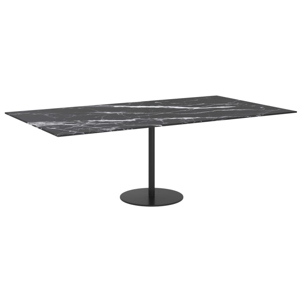 Table Top Black 120X65 Cm 8Mm Tempered Glass With Marble Design