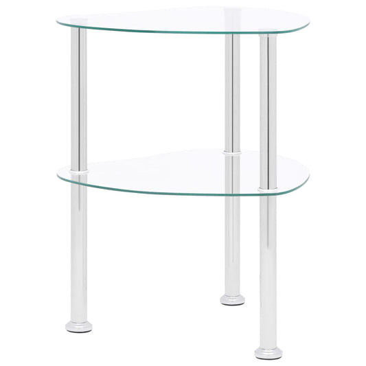 2-Tier Side Table Transparent 38X38X50 Cm Tempered Glass