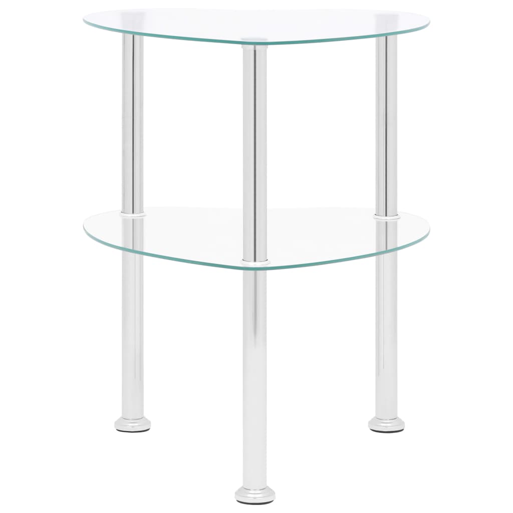 2-Tier Side Table Transparent 38X38X50 Cm Tempered Glass