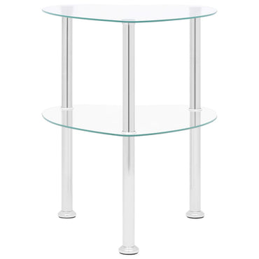 2-Tier Side Table Transparent 38X38X50 Cm Tempered Glass