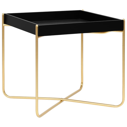 Side Table Black And Gold 38X38X38.5 Cm Mdf