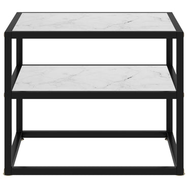 Console Table White 50X40X40 Cm Tempered Glass