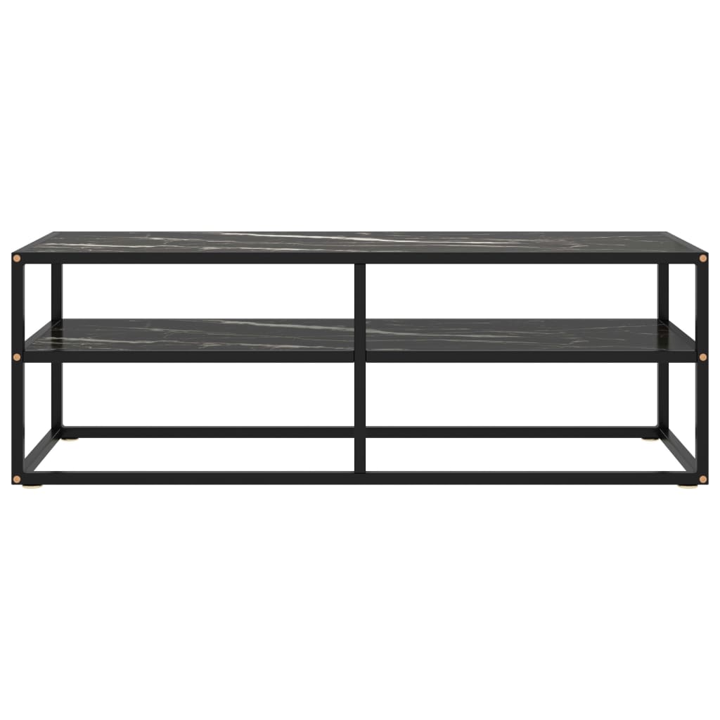 Tv Cabinet Black With Black Marble Glass 120X40X40 Cm