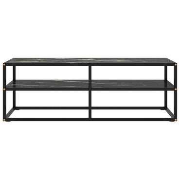 Tv Cabinet Black With Black Marble Glass 120X40X40 Cm