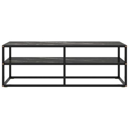 Tv Cabinet Black With Black Marble Glass 120X40X40 Cm