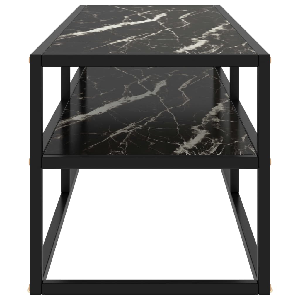 Tv Cabinet Black With Black Marble Glass 120X40X40 Cm