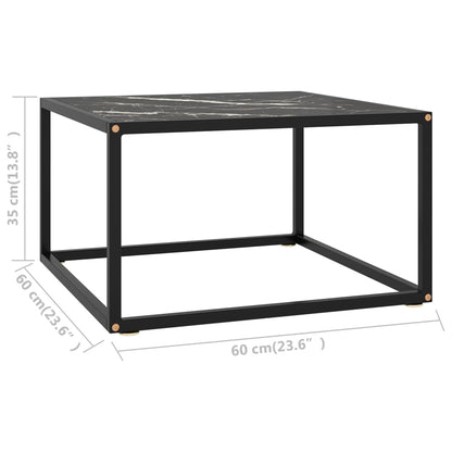 Coffee Table Black With Black Marble Glass 60X60X35 Cm