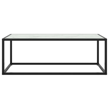 Coffee Table Black With White Marble Glass 100X50X35 Cm