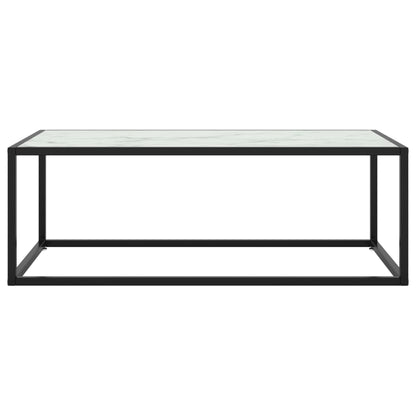 Coffee Table Black With White Marble Glass 100X50X35 Cm