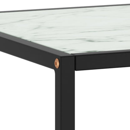 Coffee Table Black With White Marble Glass 100X50X35 Cm