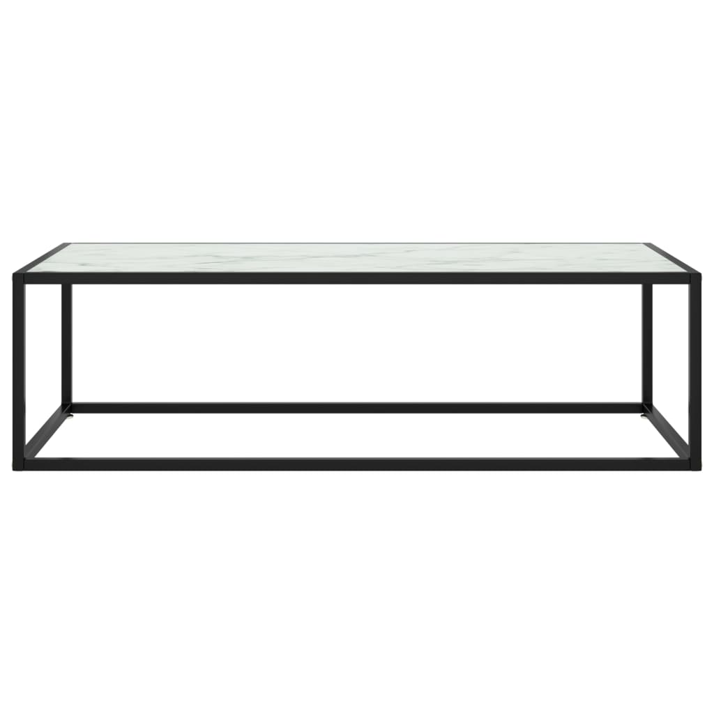 Coffee Table Black With White Marble Glass 120X50X35 Cm