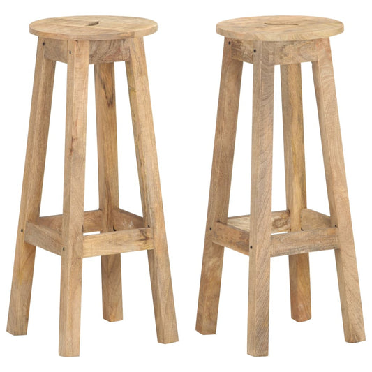 Bar Stools 2 Pcs Solid Mango Wood