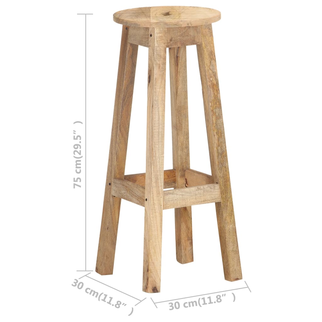 Bar Stools 2 Pcs Solid Mango Wood