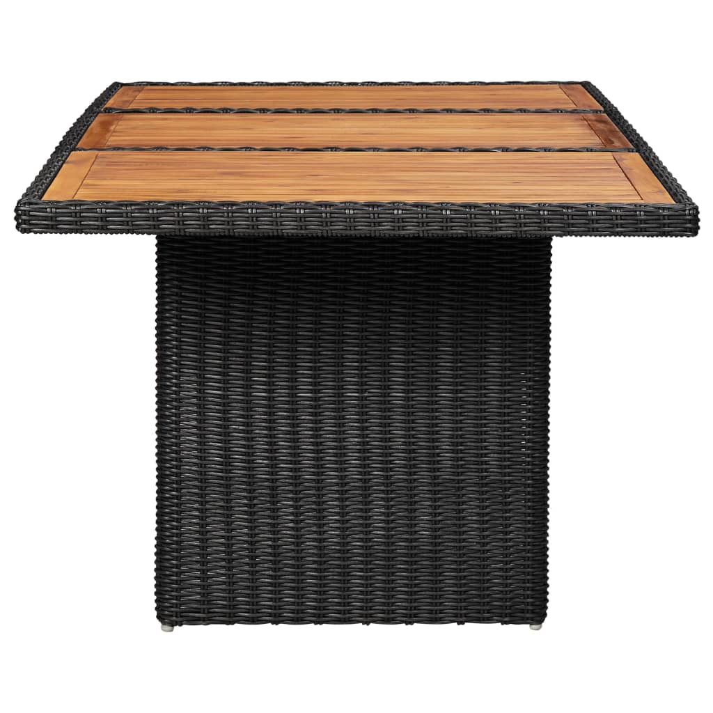 Garden Dining Table Black 200X100X74 Cm Poly Rattan