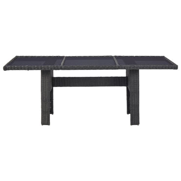 Garden Dining Table Black 200X100X74 Cm Glass And Poly Rattan