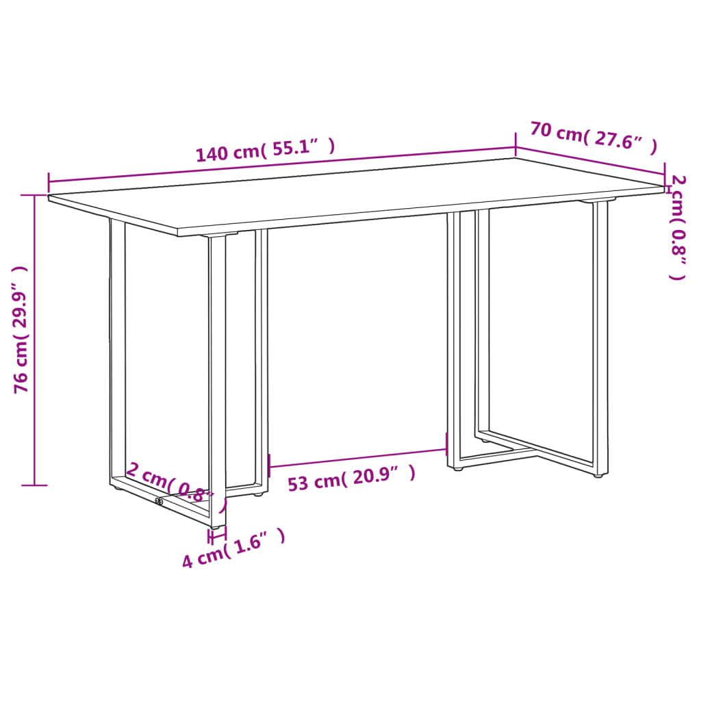 Dining Table 140 Cm Rough Mango Wood