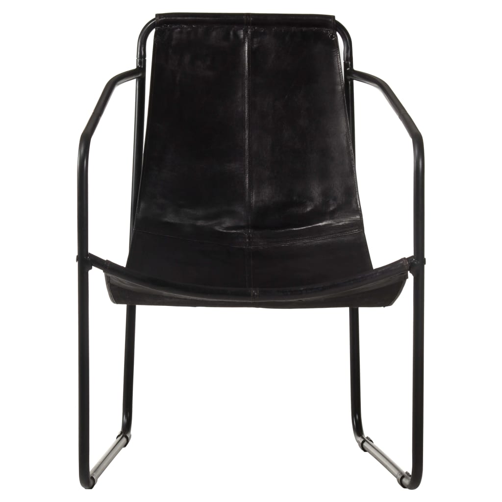 Relaxing Armchair Black Real Leather