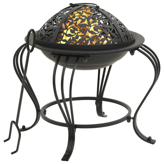 Fire Pit With Poker 49 Cm Steel