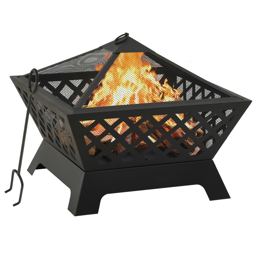 Fire Pit With Poker 64 Cm Xxl Steel