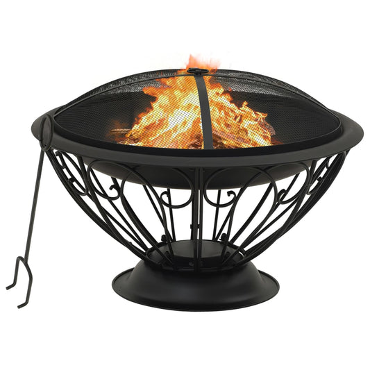 Fire Pit With Poker 75 Cm Xxl Steel