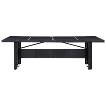 Garden Table Black 240X90X74 Cm Poly Rattan And Glass