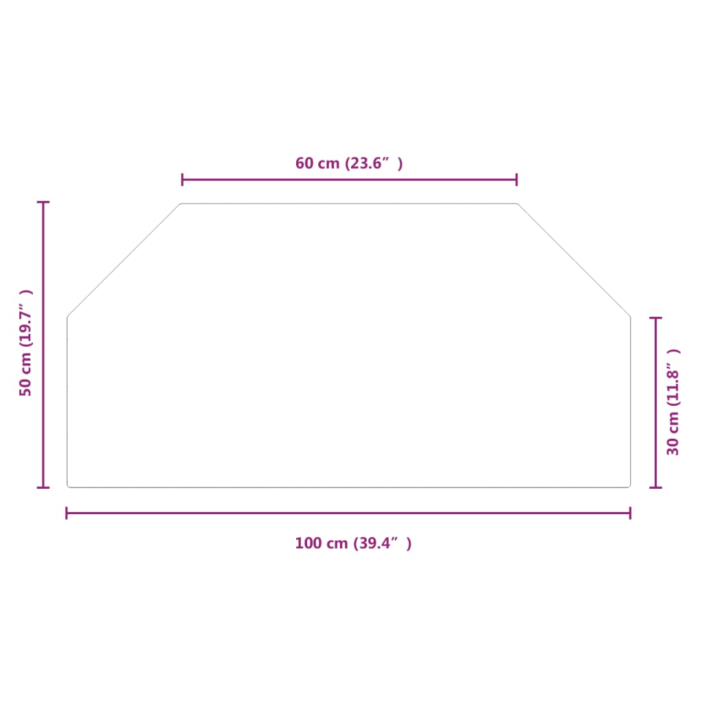 Fireplace Glass Plate Hexagon 100X50 Cm