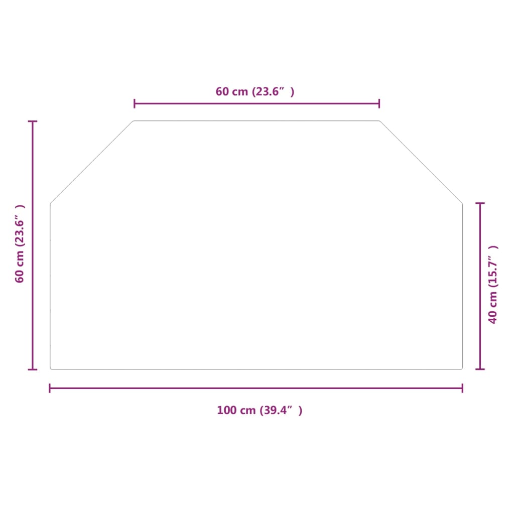 Fireplace Glass Plate Hexagon 100X60 Cm