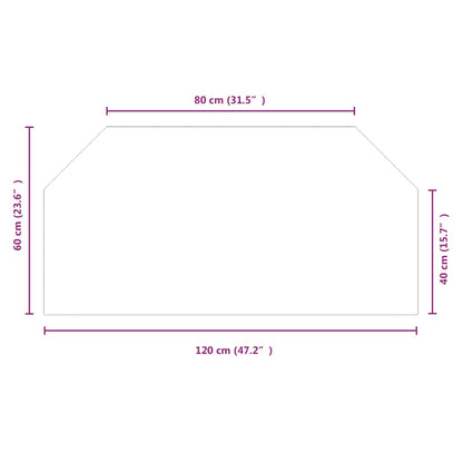 Fireplace Glass Plate Hexagon 120X60 Cm