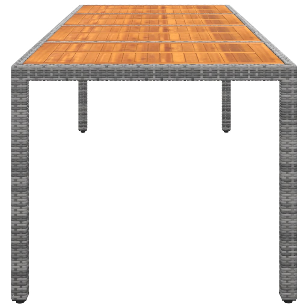 Garden Table Grey 250X100X75 Cm Poly Rattan&Solid Wood Acacia