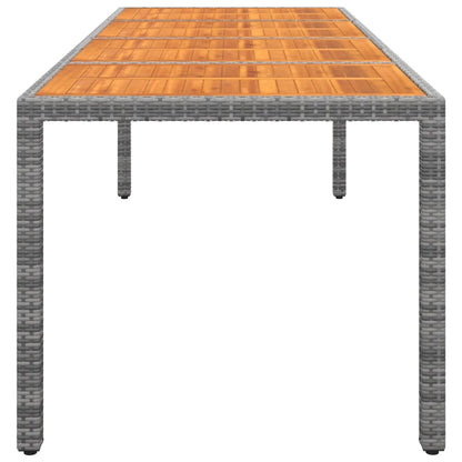 Garden Table Grey 250X100X75 Cm Poly Rattan&Solid Wood Acacia