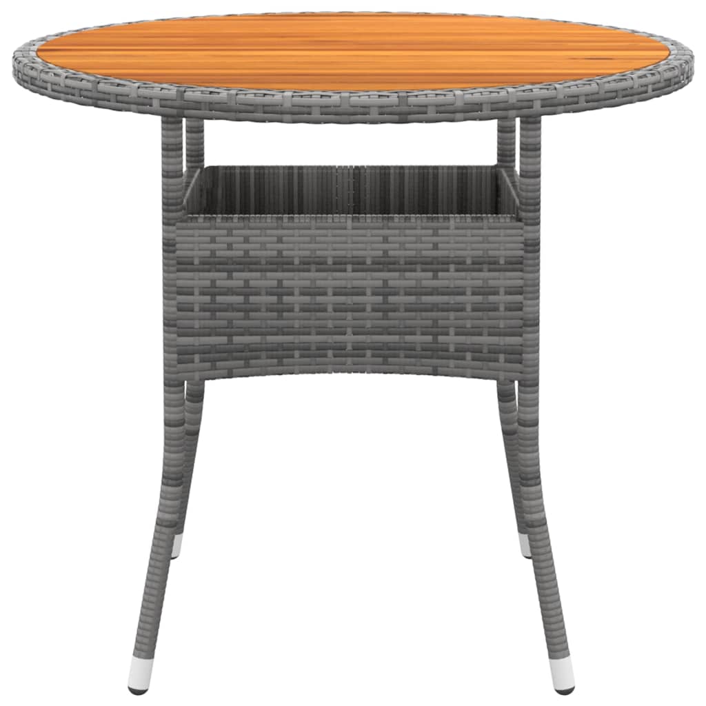 Garden Table Ø80X75 Cm Acacia Wood And Poly Rattan Grey