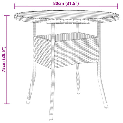 Garden Table Ø80X75 Cm Acacia Wood And Poly Rattan Grey