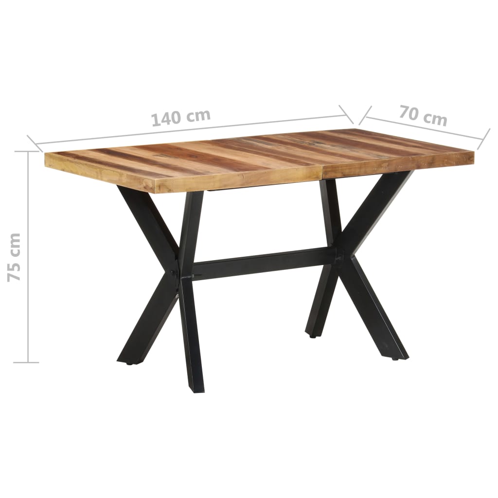 Dining Table 140X70X75 Cm Solid Wood With Honey Finish