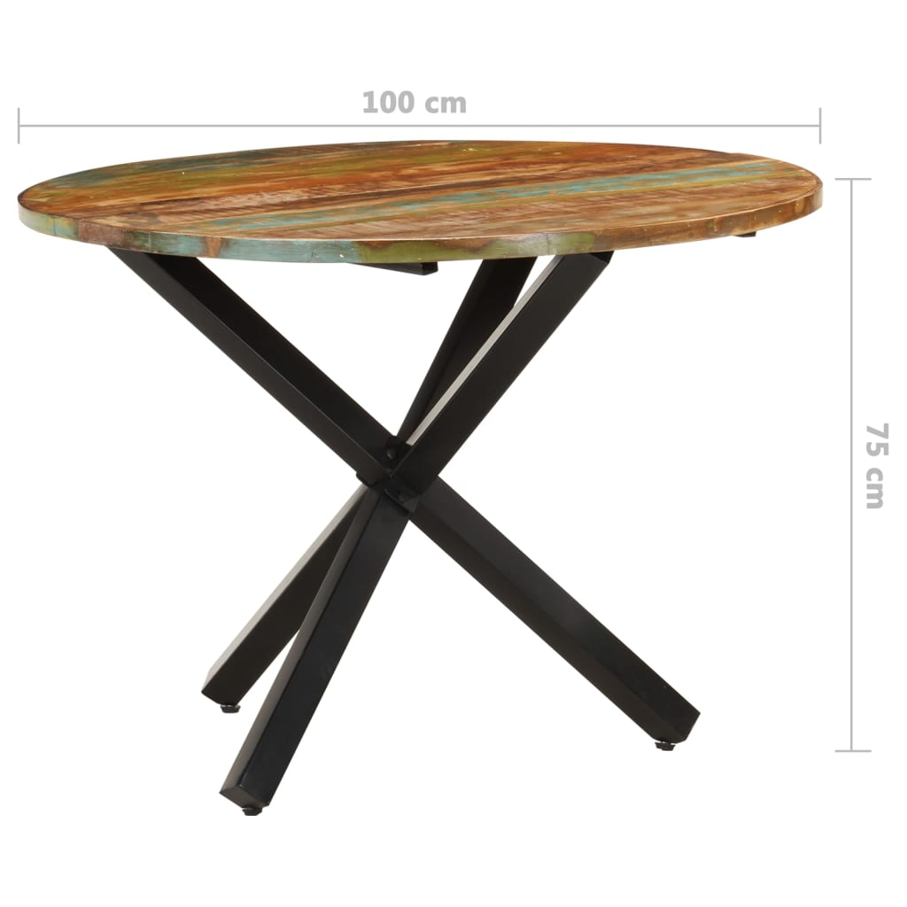 Dining Table Round 100X100X75 Cm Solid Reclaimed Wood