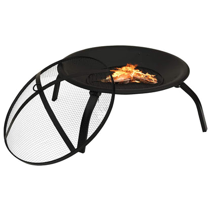 2-In-1 Fire Pit And Bbq With Poker 56X56X49 Cm Steel