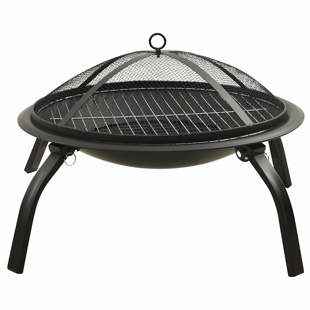 2-In-1 Fire Pit And Bbq With Poker 56X56X49 Cm Steel