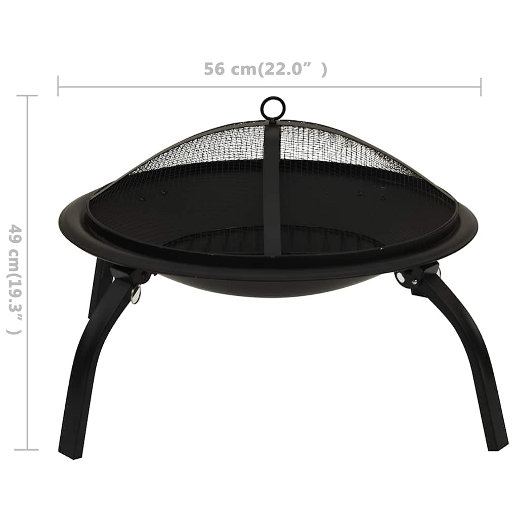 2-In-1 Fire Pit And Bbq With Poker 56X56X49 Cm Steel