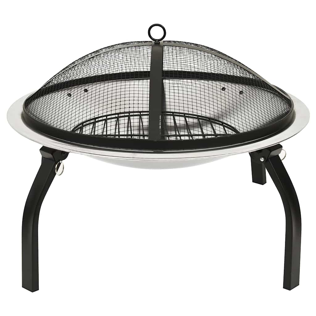 2-In-1 Fire Pit And Bbq With Poker 56X56X49 Cm Stainless Steel