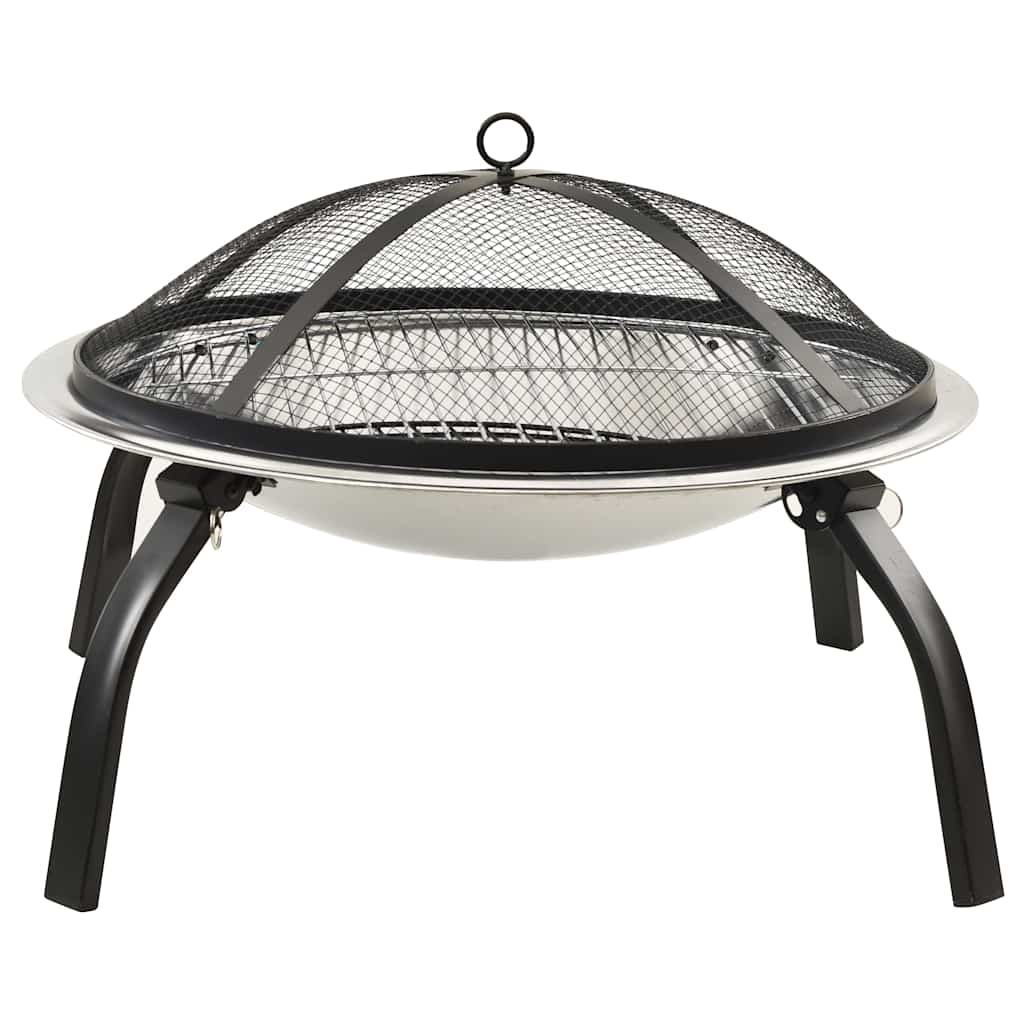 2-In-1 Fire Pit And Bbq With Poker 56X56X49 Cm Stainless Steel