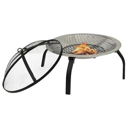 2-In-1 Fire Pit And Bbq With Poker 56X56X49 Cm Stainless Steel